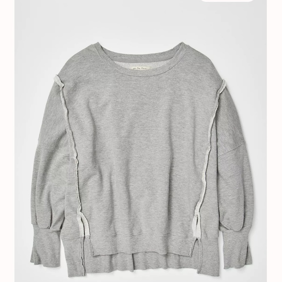 Free People Gray Oversized Sweatshirt - Picture 5 of 8